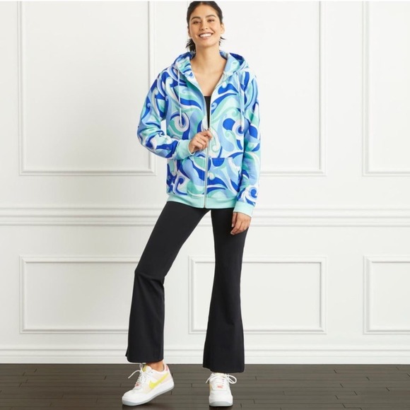NWT Hill House The Allie Zip-Up in Ocean Kaleidoscope Sz S Hippie 70s Colorful - Picture 10 of 16